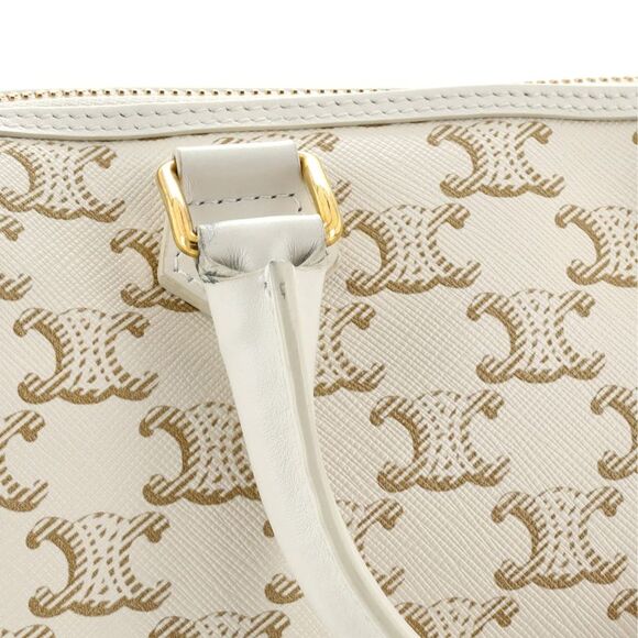 Celine Boston Bag Triomphe Coated Canvas Small Neutral - Picture 9 of 11